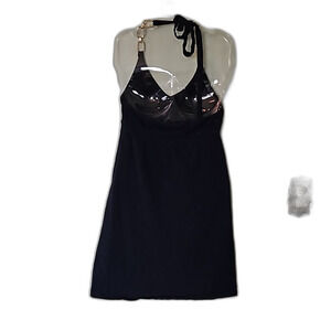 Victoria's Secret bra tops sleeveless navy dress with gold chains Sz Medium.